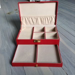 Red Faux Snakeskin Jewelry Box